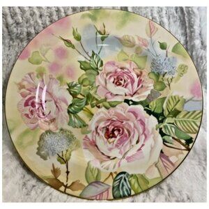 RARE Spode EDWARDIAN ROSE with GOLD TRIM 9.5" Luncheon Plate Fine Bone China EUC